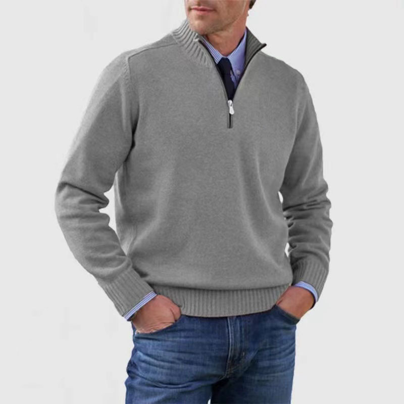 Herren Pullover Halb-Reißverschluss Lockere Passform Gestrickt - Norvielle