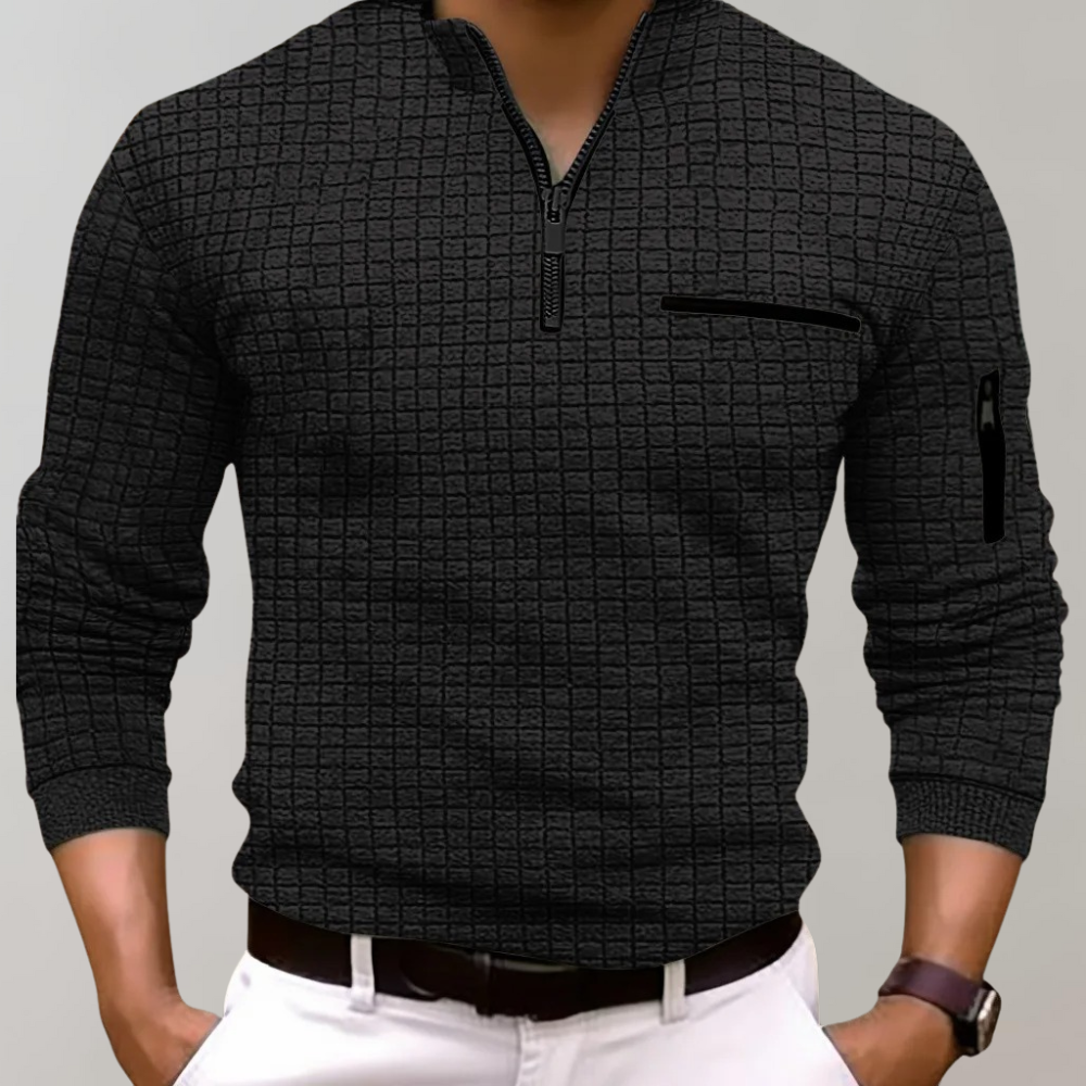 Herren Pullover Langarm Halbzipper Grau - Norvielle