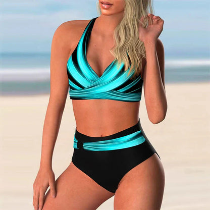 Norvielle Damen Push-Up Halter-Bikini-Set Hohe Taille - Norvielle