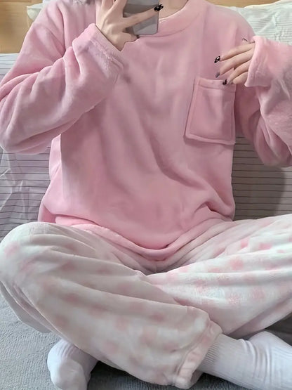 Damen Pyjama Set Warm Weich