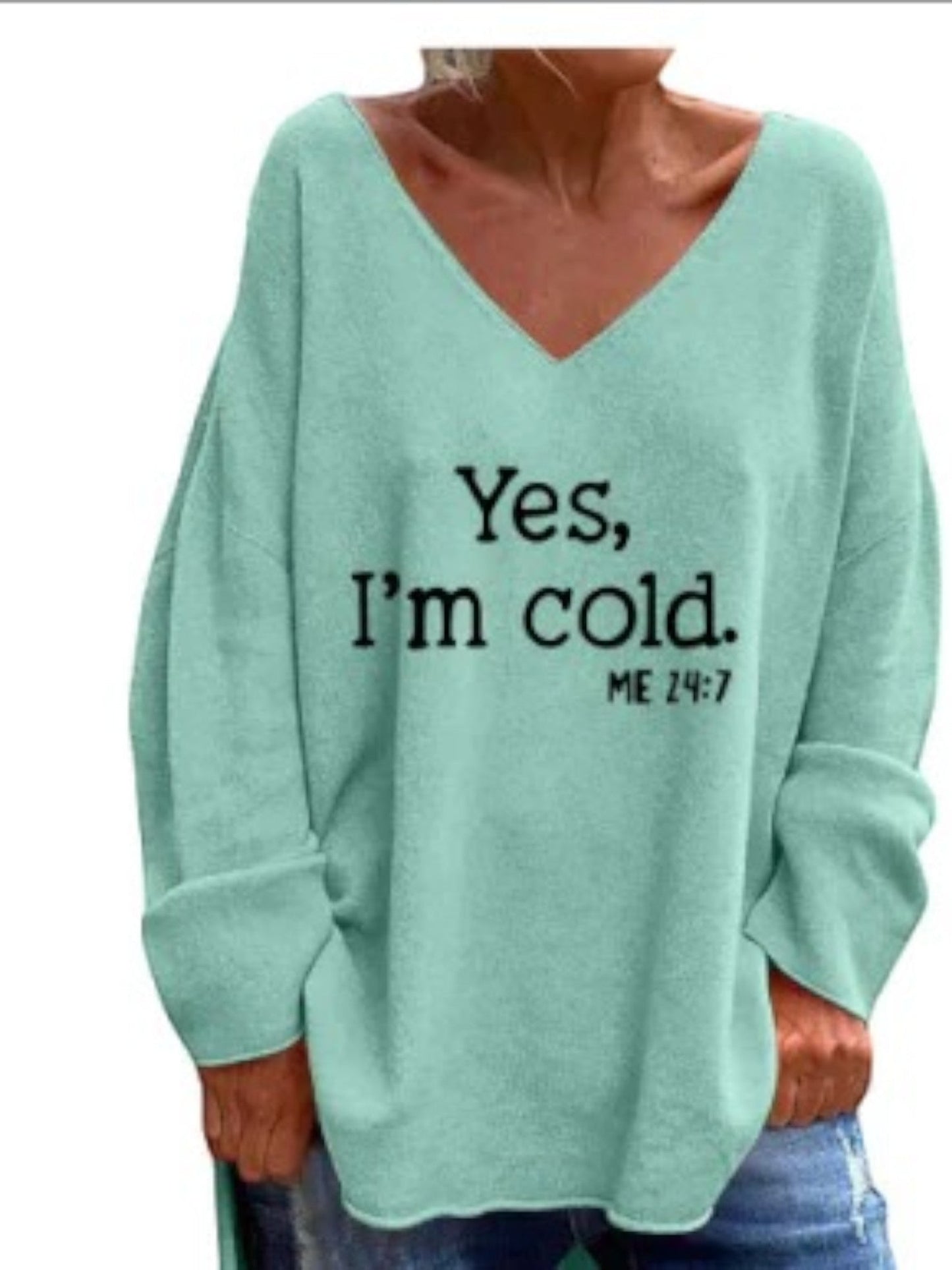 Großer Damen Oversized Pullover V-Ausschnitt Lässig