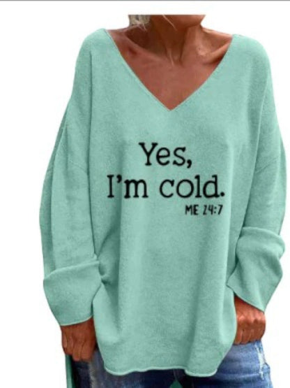 Großer Damen Oversized Pullover V-Ausschnitt Lässig