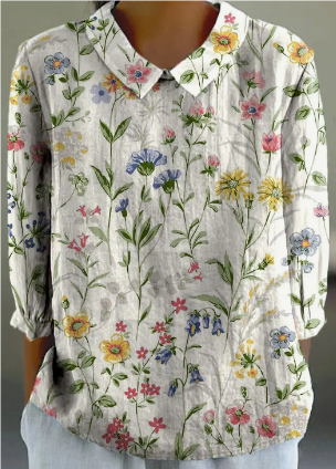 Damen Sommerbluse Blumenmuster Elegante Kurzarmbluse - Norvielle