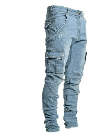 Herren Cargohose Schmale Passform Trendig Schwarz - Norvielle