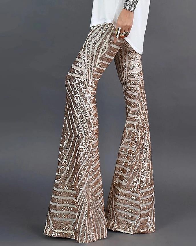 Damen Palazzo Glitzerhose Lang - Norvielle