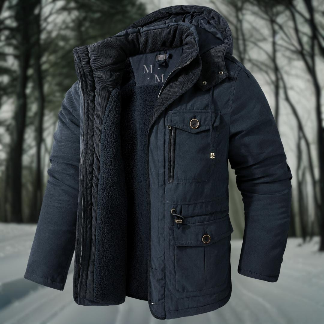 Herren Winterjacke Warm Kapuze Taschen