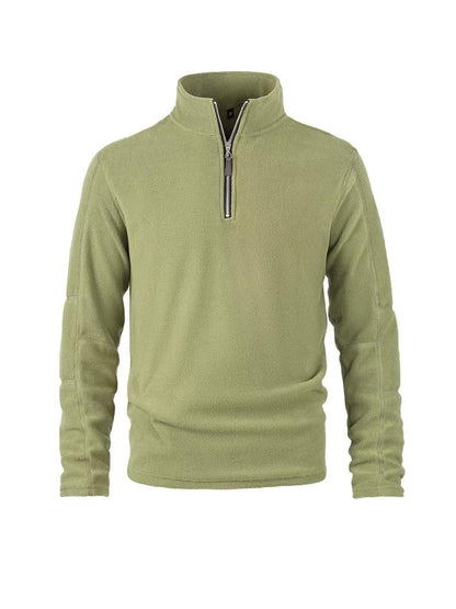 Quarter-Zip Fleece - Warmer Half-Zip Pullover für Männer-Olivgrün-S-Chaps Herrenmode