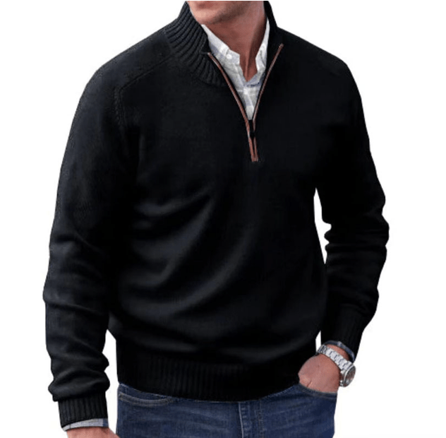 Herren Fleecejacke Mit Reißverschluss Teddy-Hoodie Warm Schwarz - Norvielle