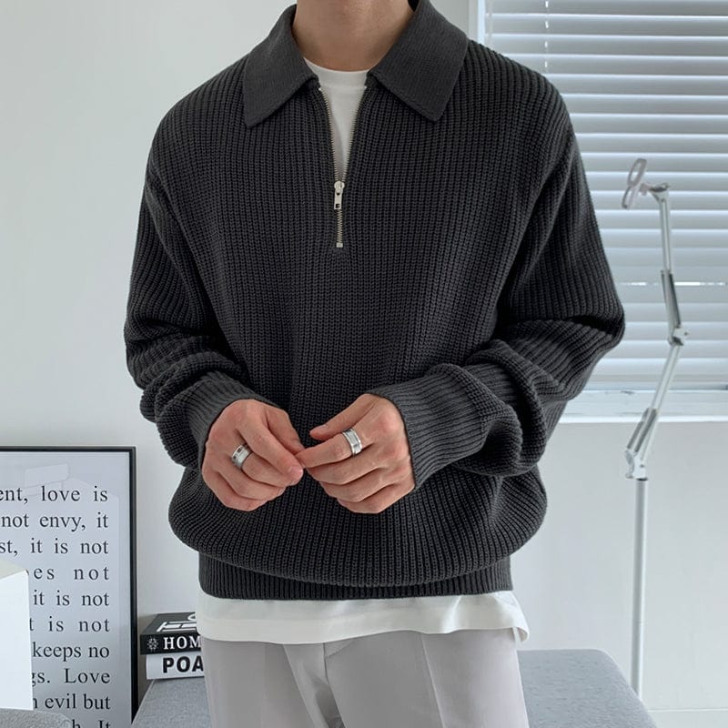 Herren Strickpullover Quarter-Zip Kragen Schwarz - Norvielle