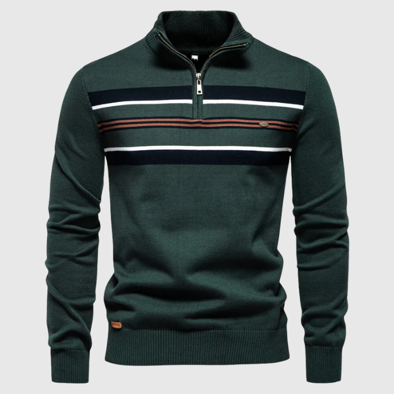 Herren Pullover Gestreift Halbzipper Baumwolle - Norvielle