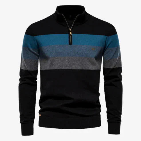 Herren Strickpullover Langarm Stehkragen Quarterzip Anthrazit - Norvielle