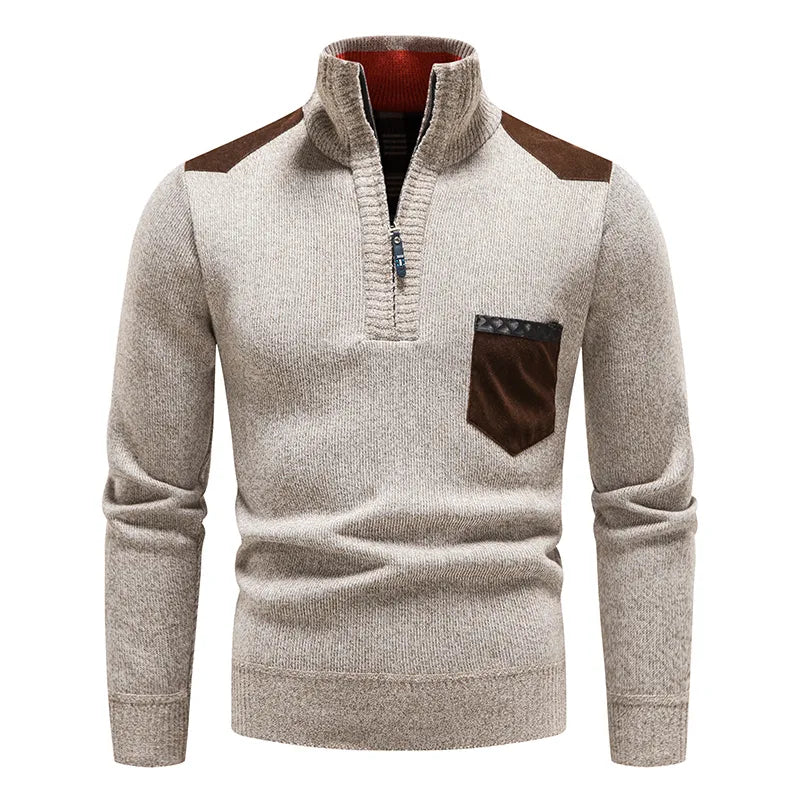 Herren Langarm Strickpullover Quarter Zip Warm - Norvielle