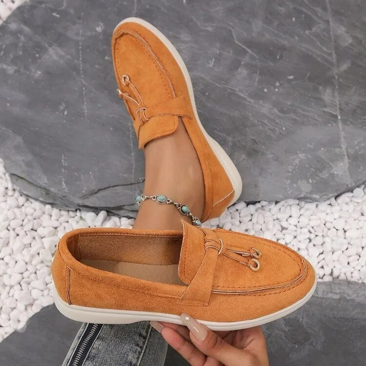 Damen Loafers Bequem Leder