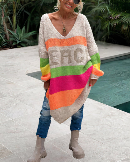 Regenbogen Pullover Friedlich Für Damen - Norvielle