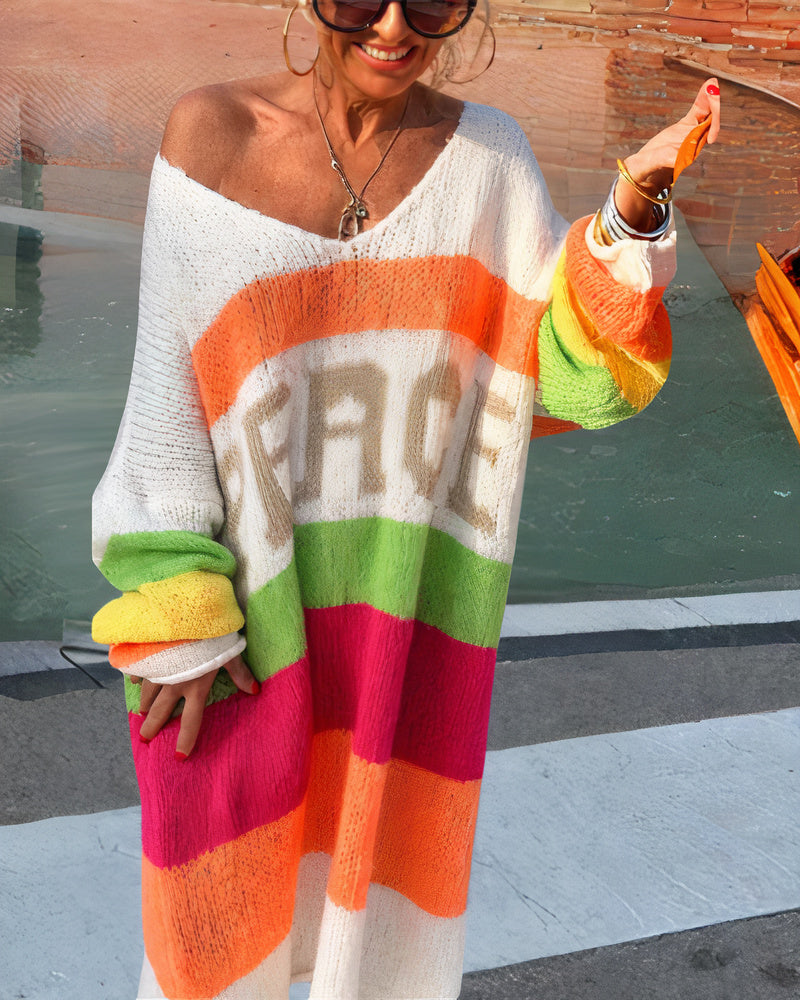 Regenbogen Pullover Friedlich Für Damen