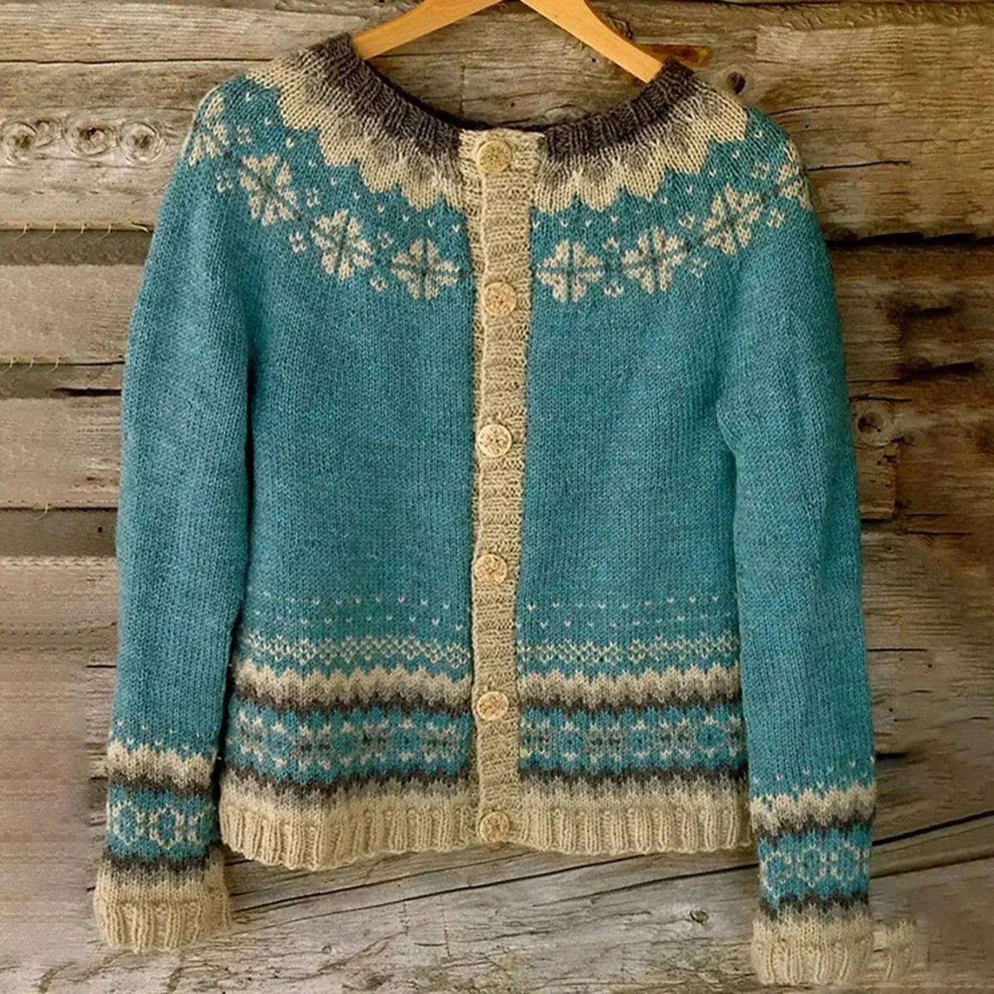 Damen Strickjacke Warme Winterjacke mit Knöpfen