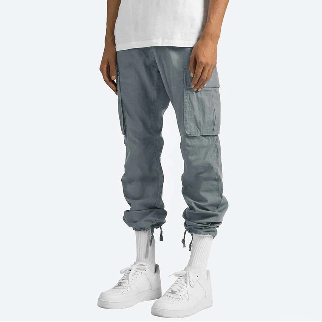 Herren Cargo Hose Weit Cargohose Baumwolle Beige