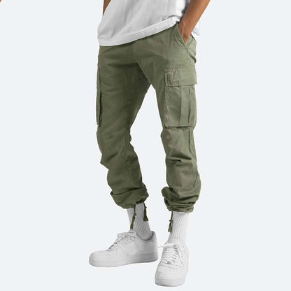 Herren Cargo Hose Weit Cargohose Baumwolle Beige