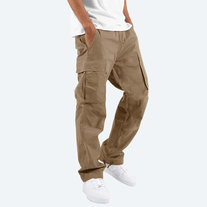 Herren Cargo Hose Weit Cargohose Baumwolle Beige