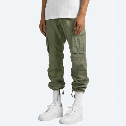Herren Cargo Hose Weit Cargohose Baumwolle Beige