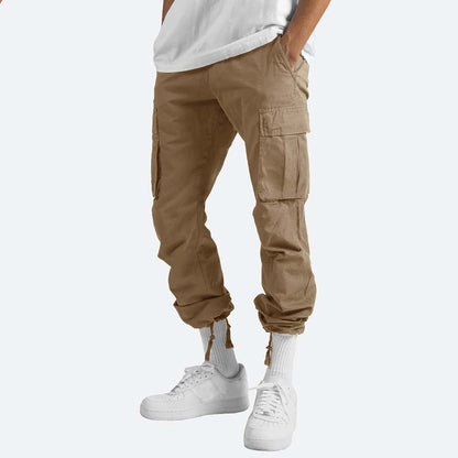 Herren Cargo Hose Weit Cargohose Baumwolle Beige