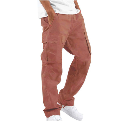 Herren Cargo Hose Weit Cargohose Baumwolle Beige