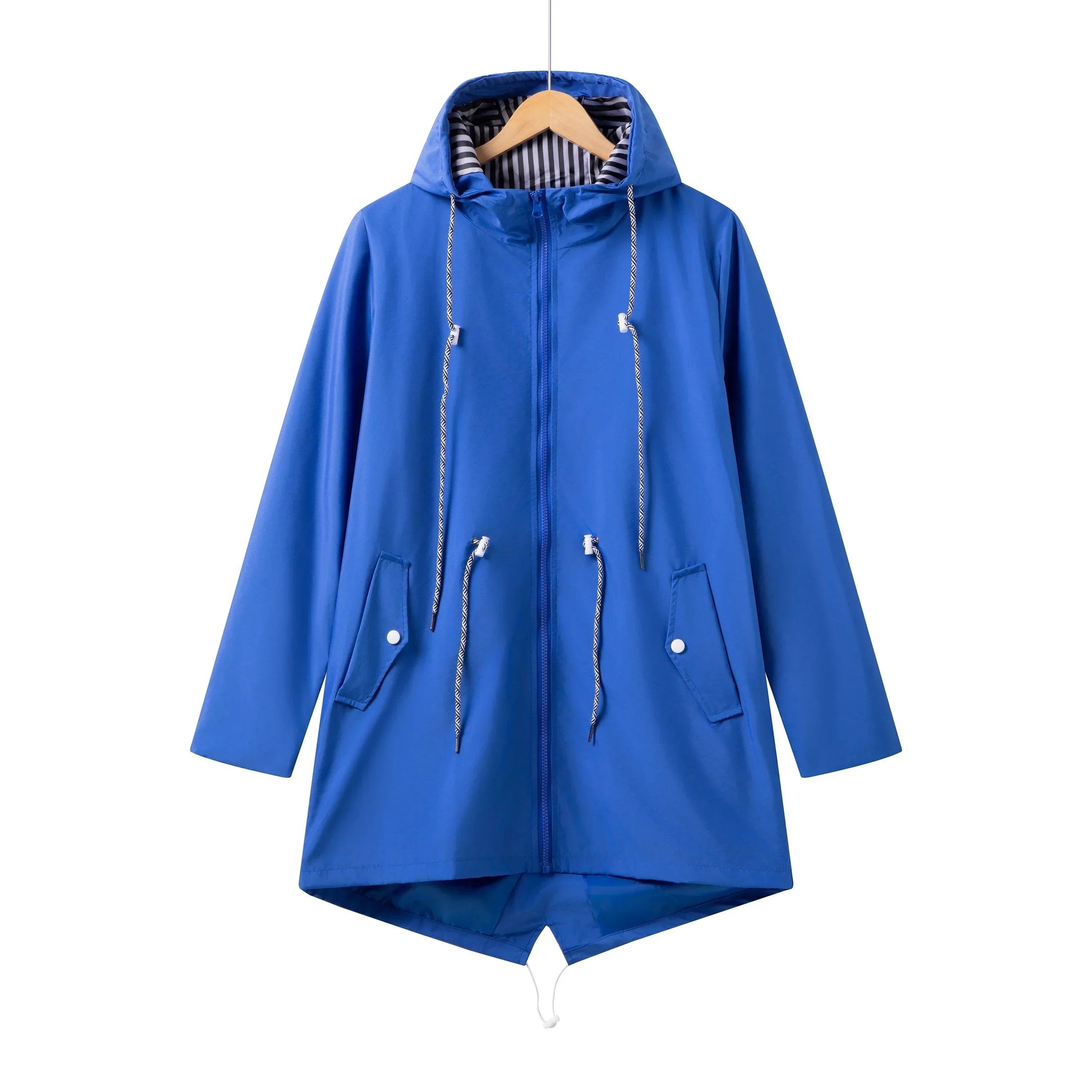 Damen Regenjacke Wasserdicht Mit Kapuze Reguläre Passform Schwarz - Norvielle