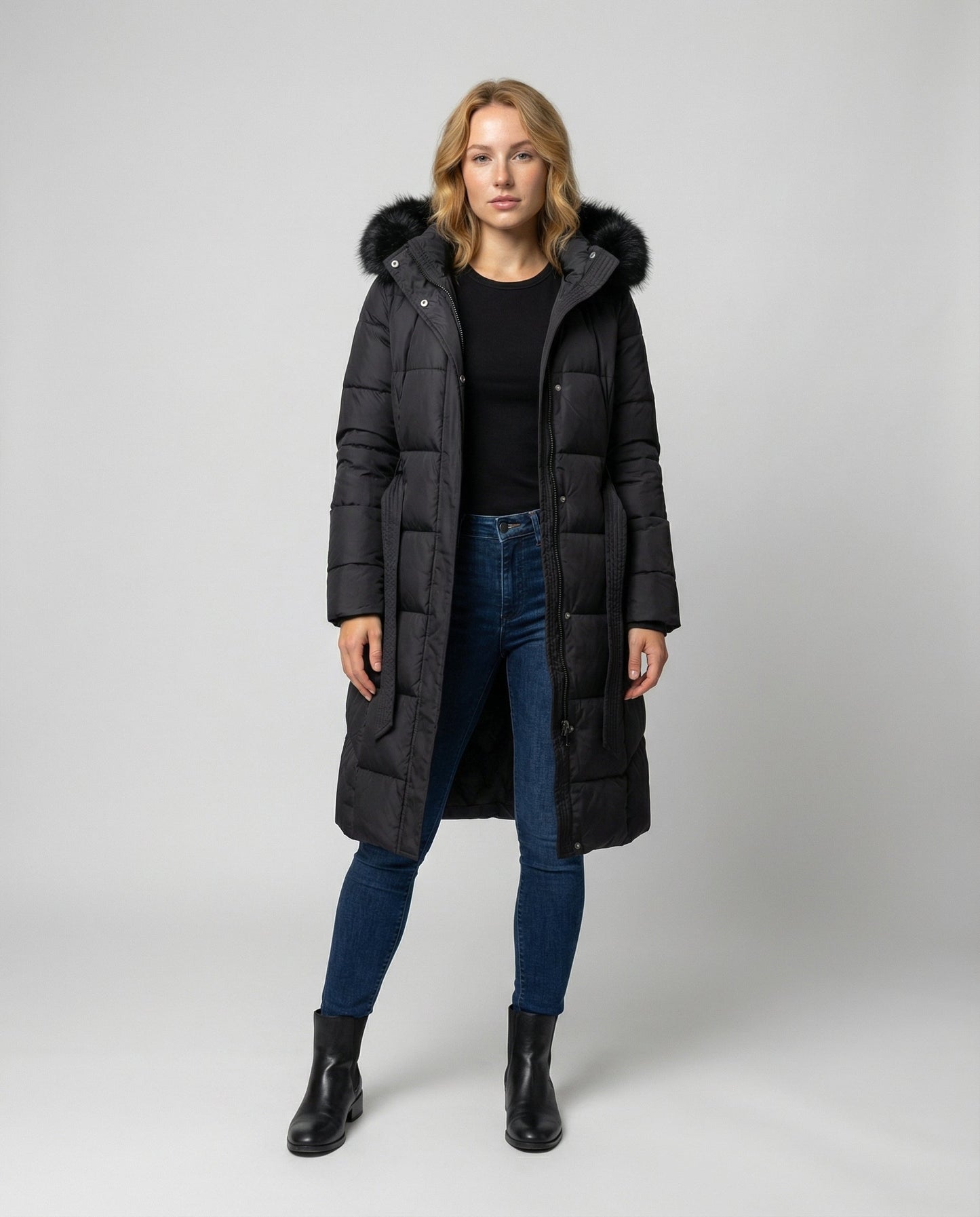 Damen Winterjacke Kapuze Wollmix
