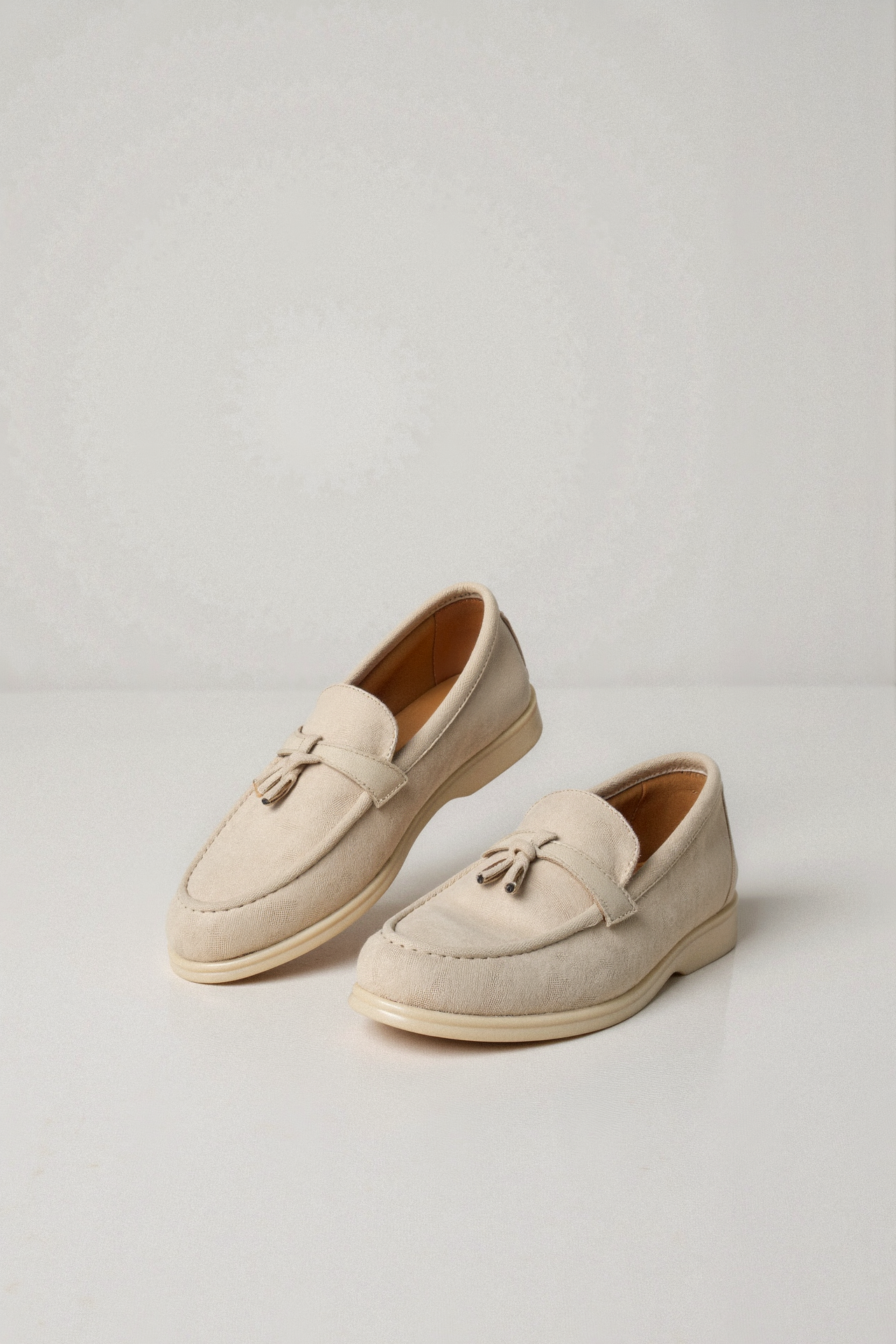 Damen Loafer Beige Quasten Komfortschuhe - Norvielle