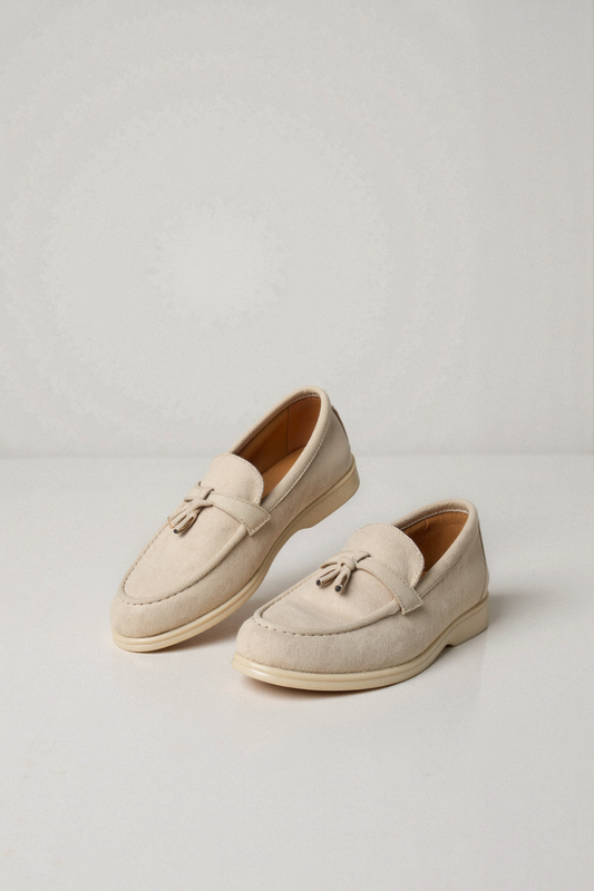 Damen Loafer Beige Quasten Komfortschuhe - Norvielle