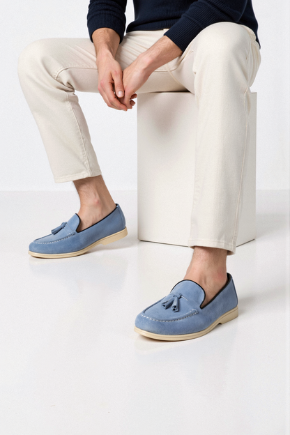 Damen Loafer Beige Quasten Komfortschuhe