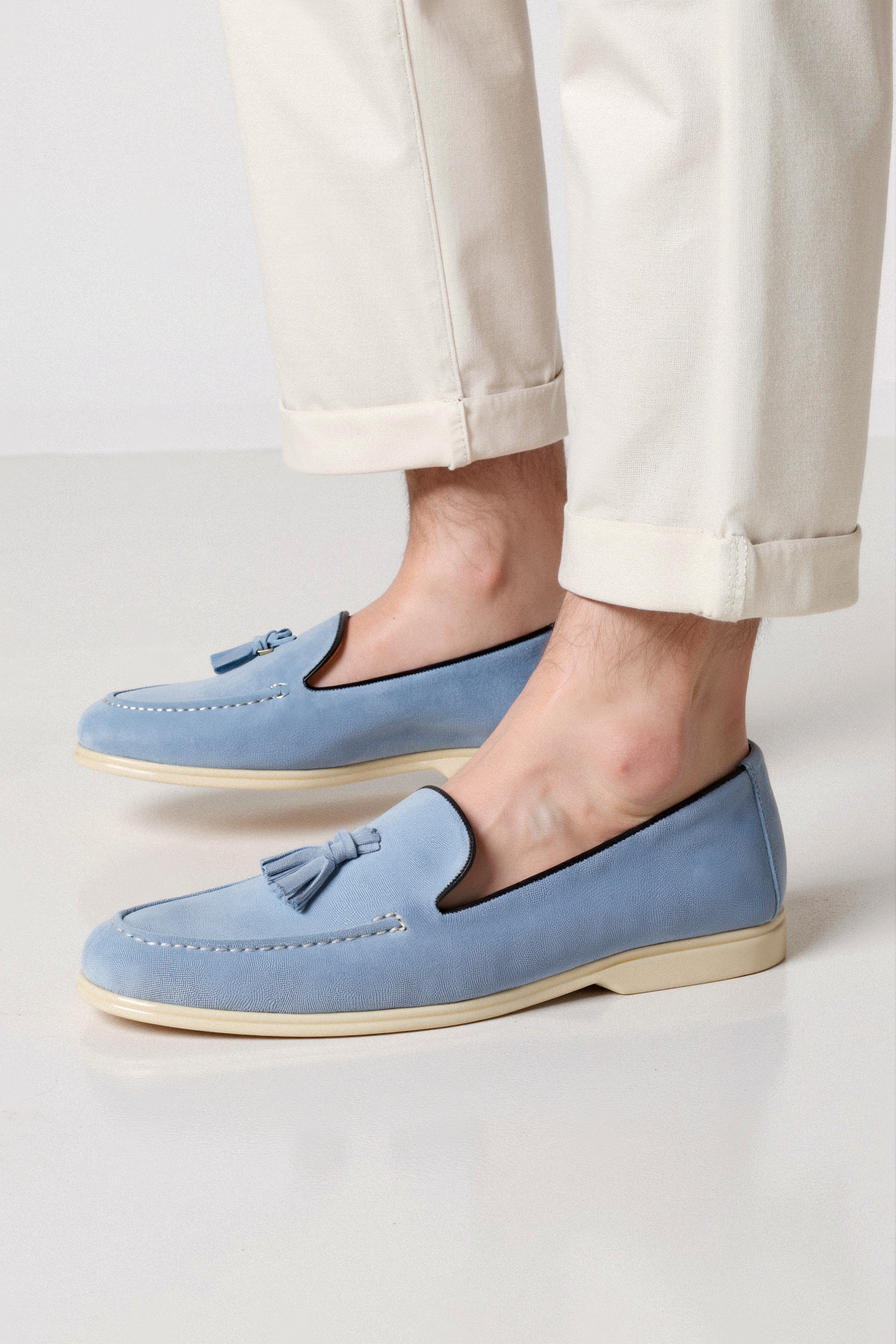 Damen Loafer Beige Quasten Komfortschuhe
