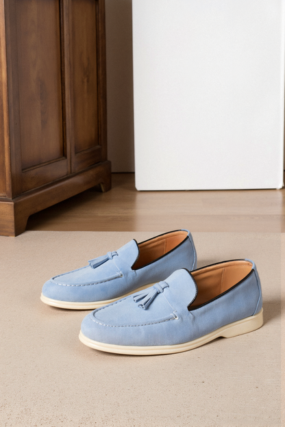 Damen Loafer Beige Quasten Komfortschuhe