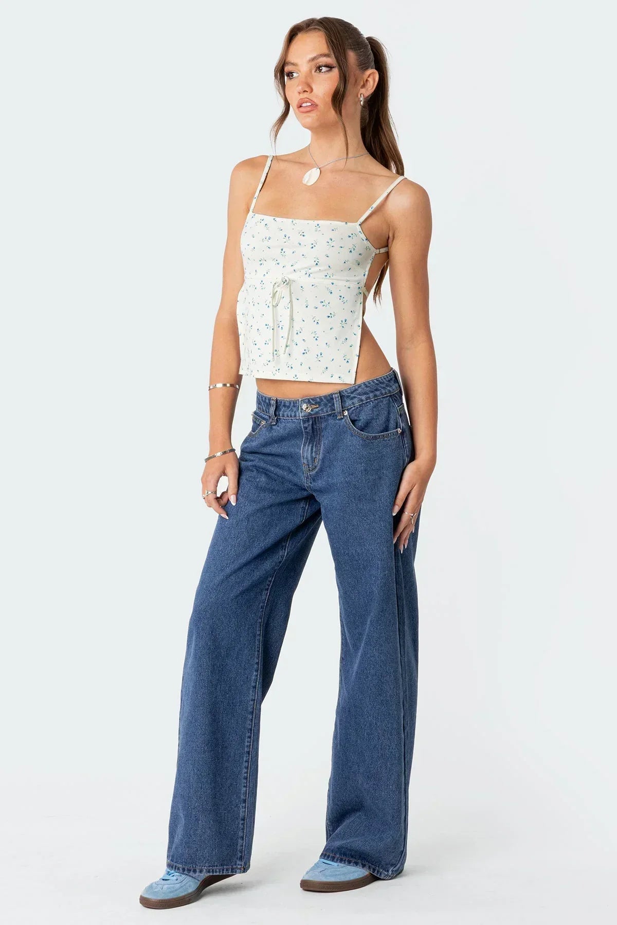 Damen Jeans Niedrige Taille Gerades Bein Schwarz - Norvielle