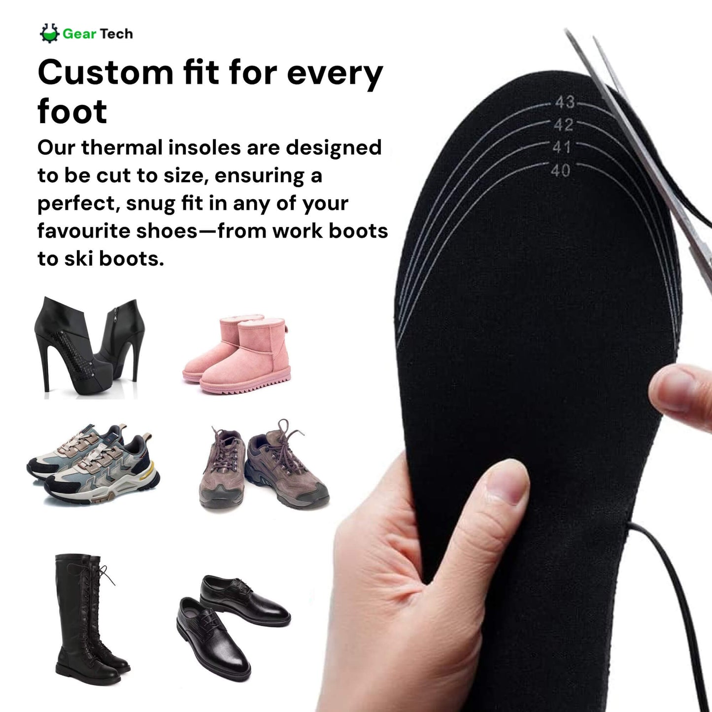 Beheizte Einlegesohlen Wiederaufladbar für Stiefel Winterwärme