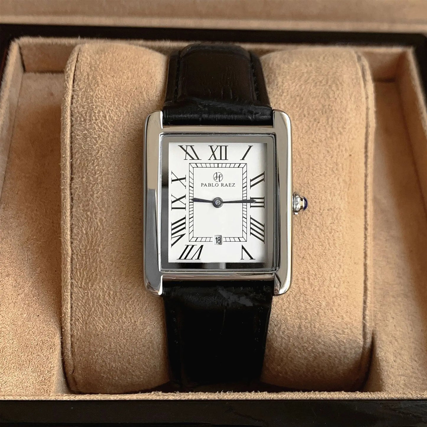Herrenuhr Rechteckig Analog Leder Schwarz - Norvielle