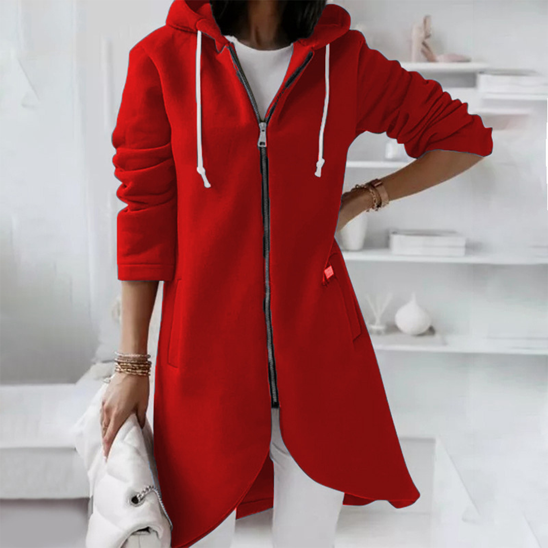 Damen Langjacke Reißverschluss Kapuze - Norvielle