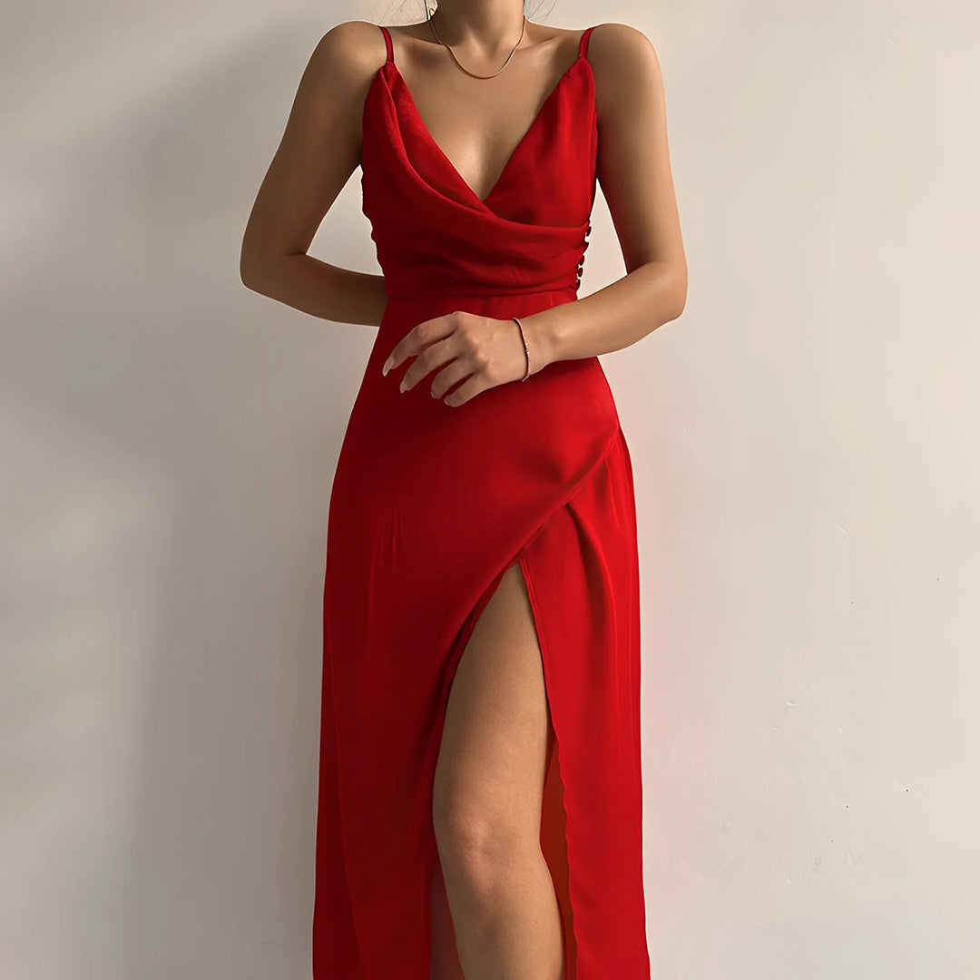 Valeria Damen Abendkleid Satin Stilvoll