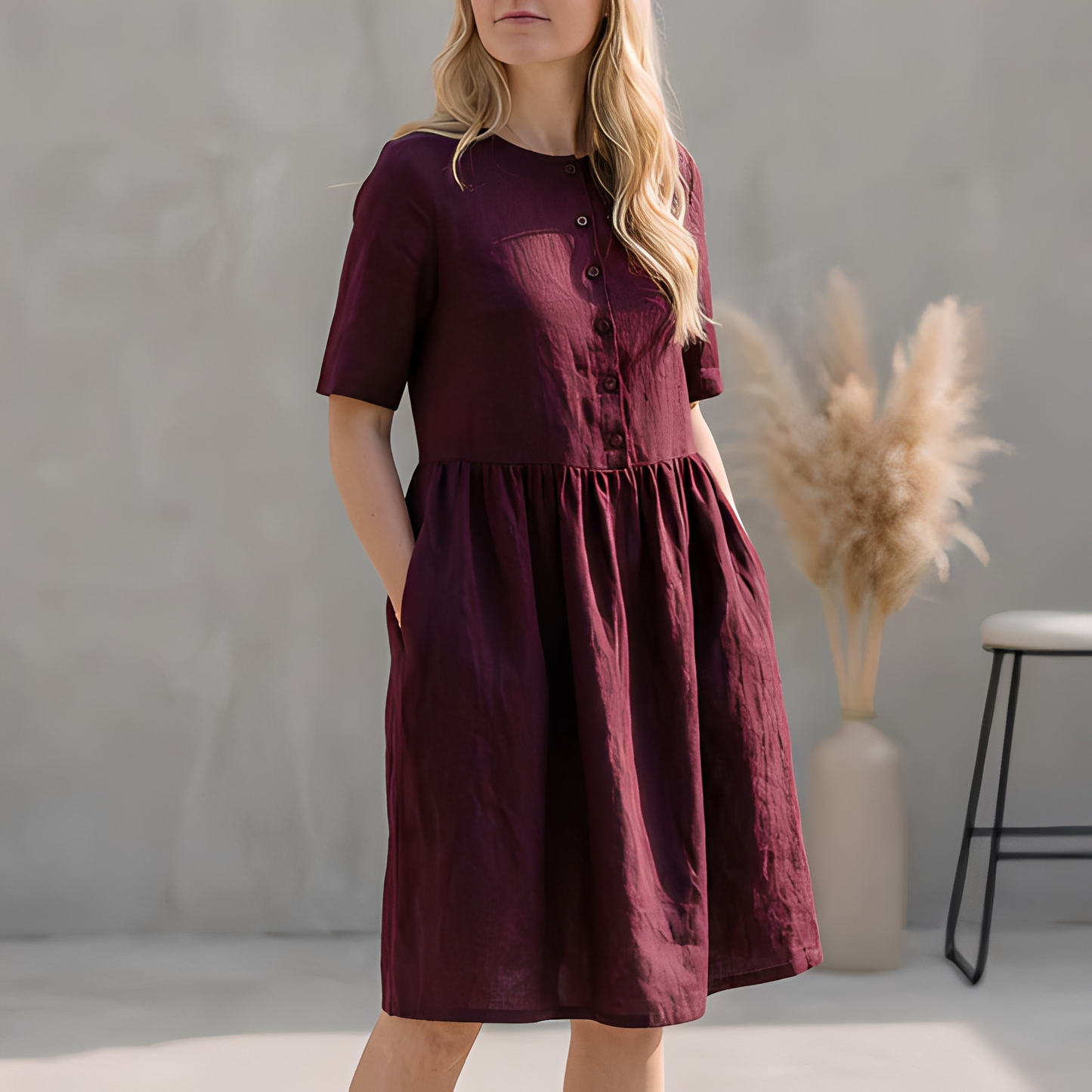Damen Sommerkleid Edel Seide Blumenmuster