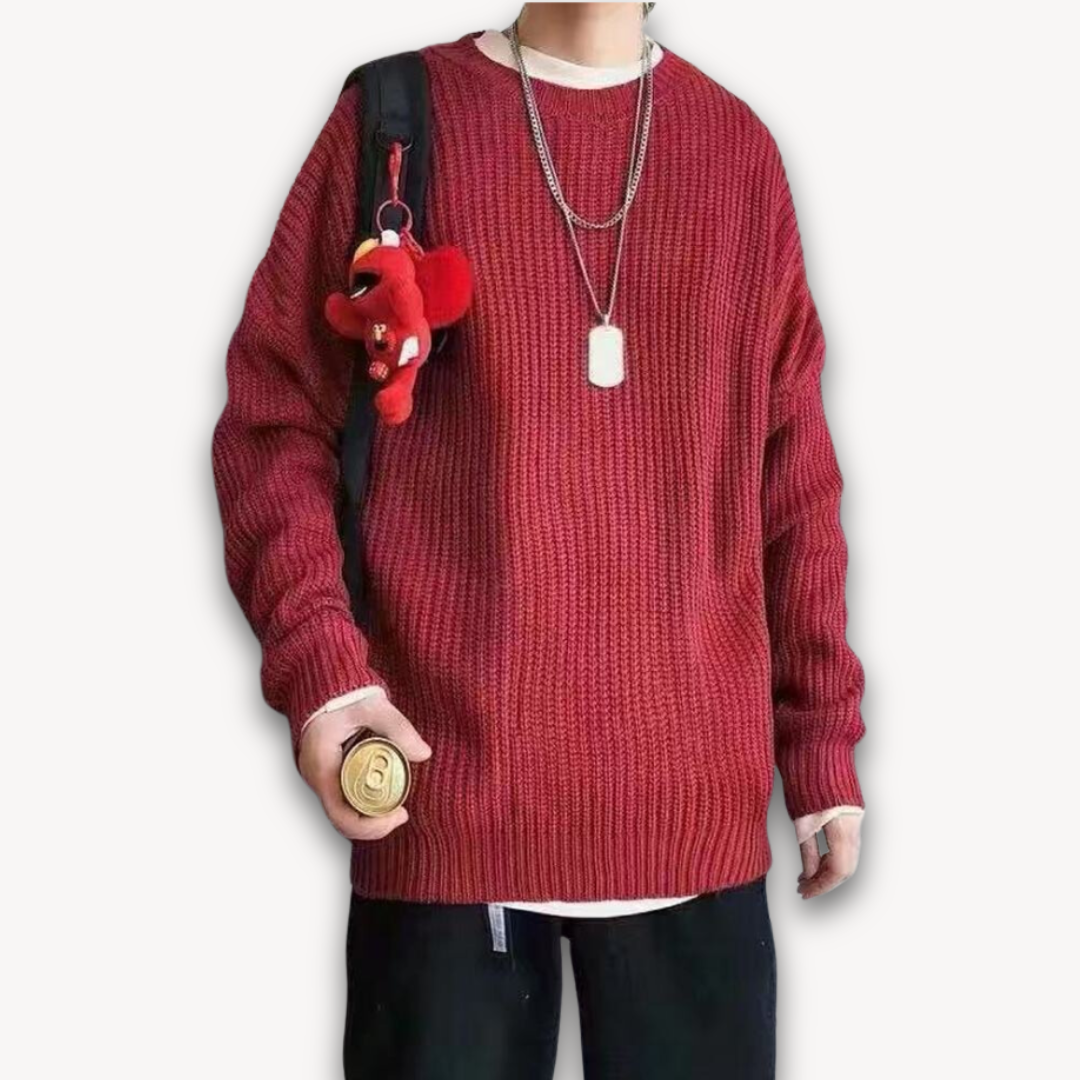 Damen Strickpullover Oversized Rundhalsausschnitt