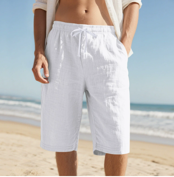 Herren Strandshorts Kordelzug Freizeit Shorts Beige