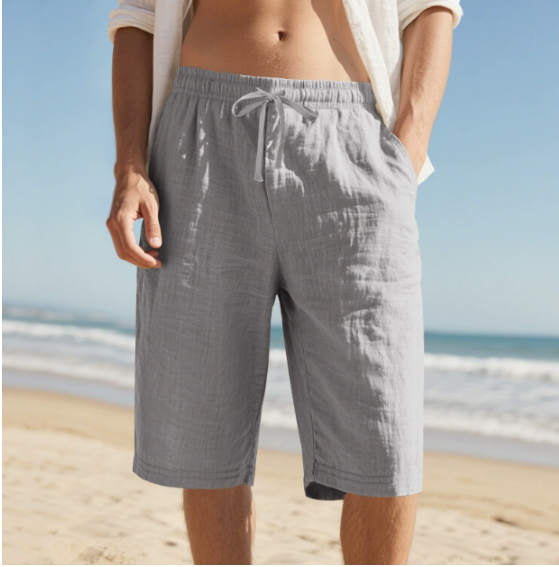 Herren Strandshorts Kordelzug Freizeit Shorts Beige