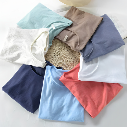 Herren Sommer T-Shirt Klassisch Baumwolle Weiß - Norvielle