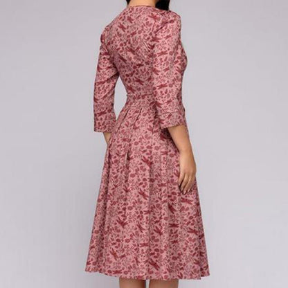 Damen Hochzeitsgastkleid Blumendruck Midi