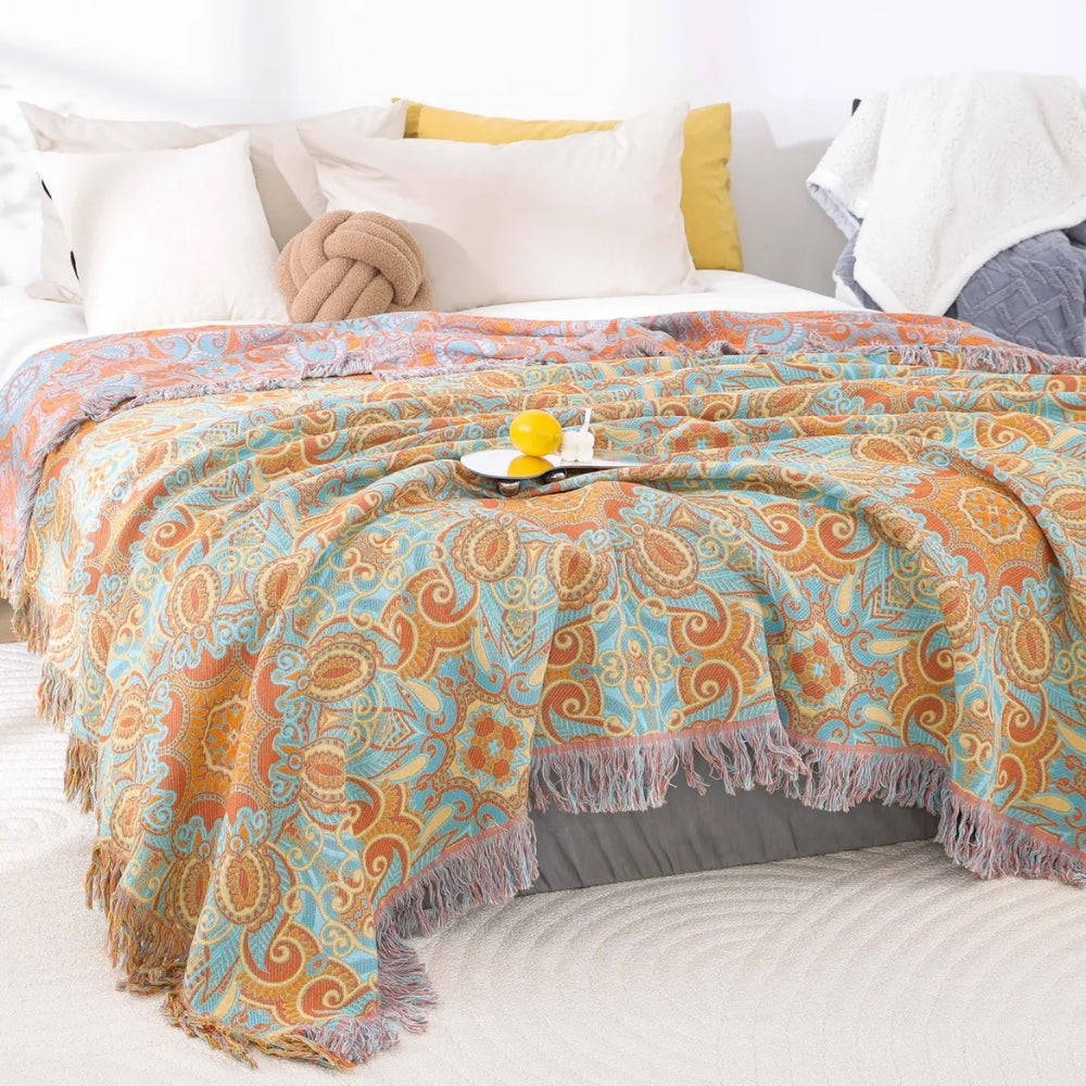 Umkehrbare Baumwolldecke Paisley Boho Stil
