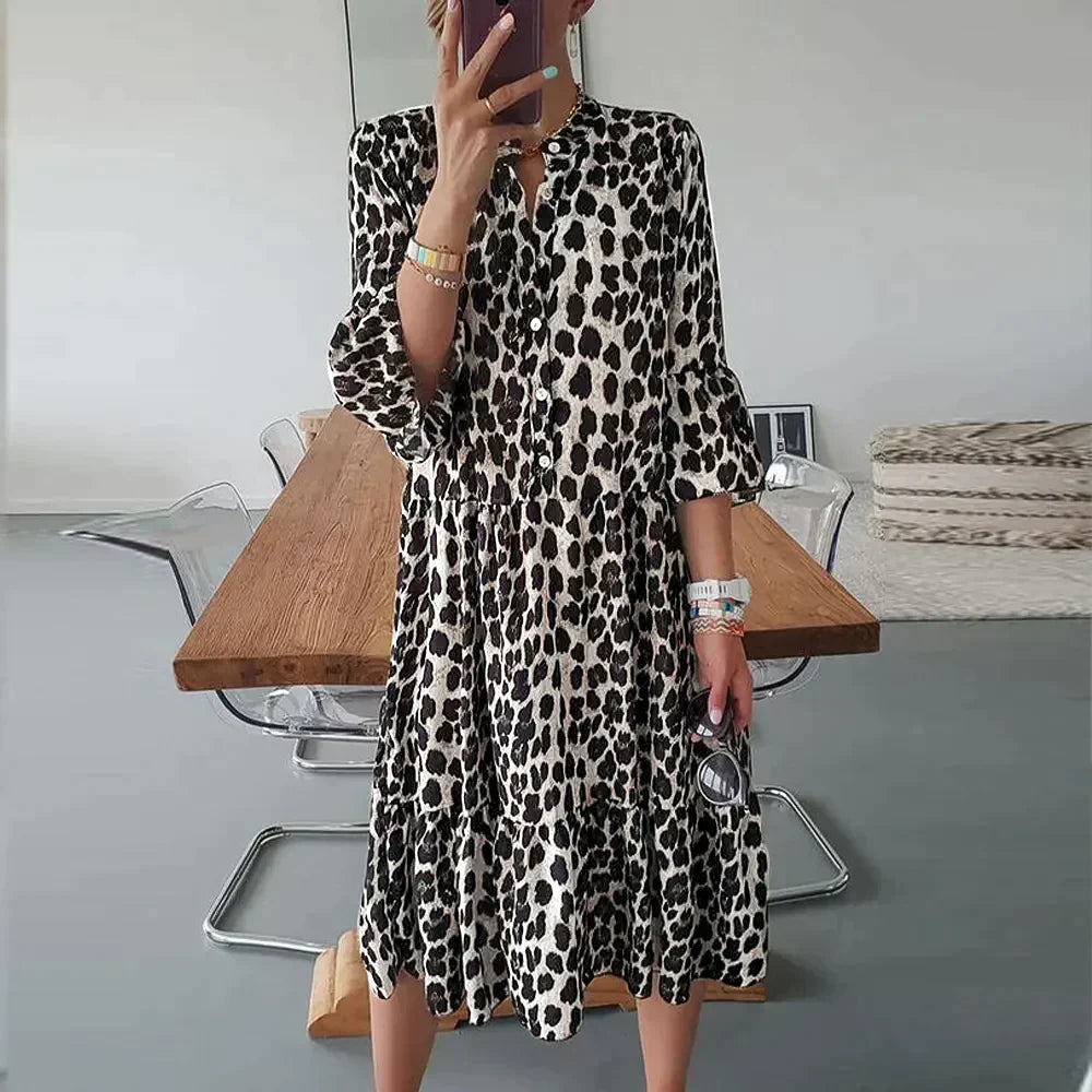 Norvielle Damen Sommerkleid Pantherdruck - Norvielle