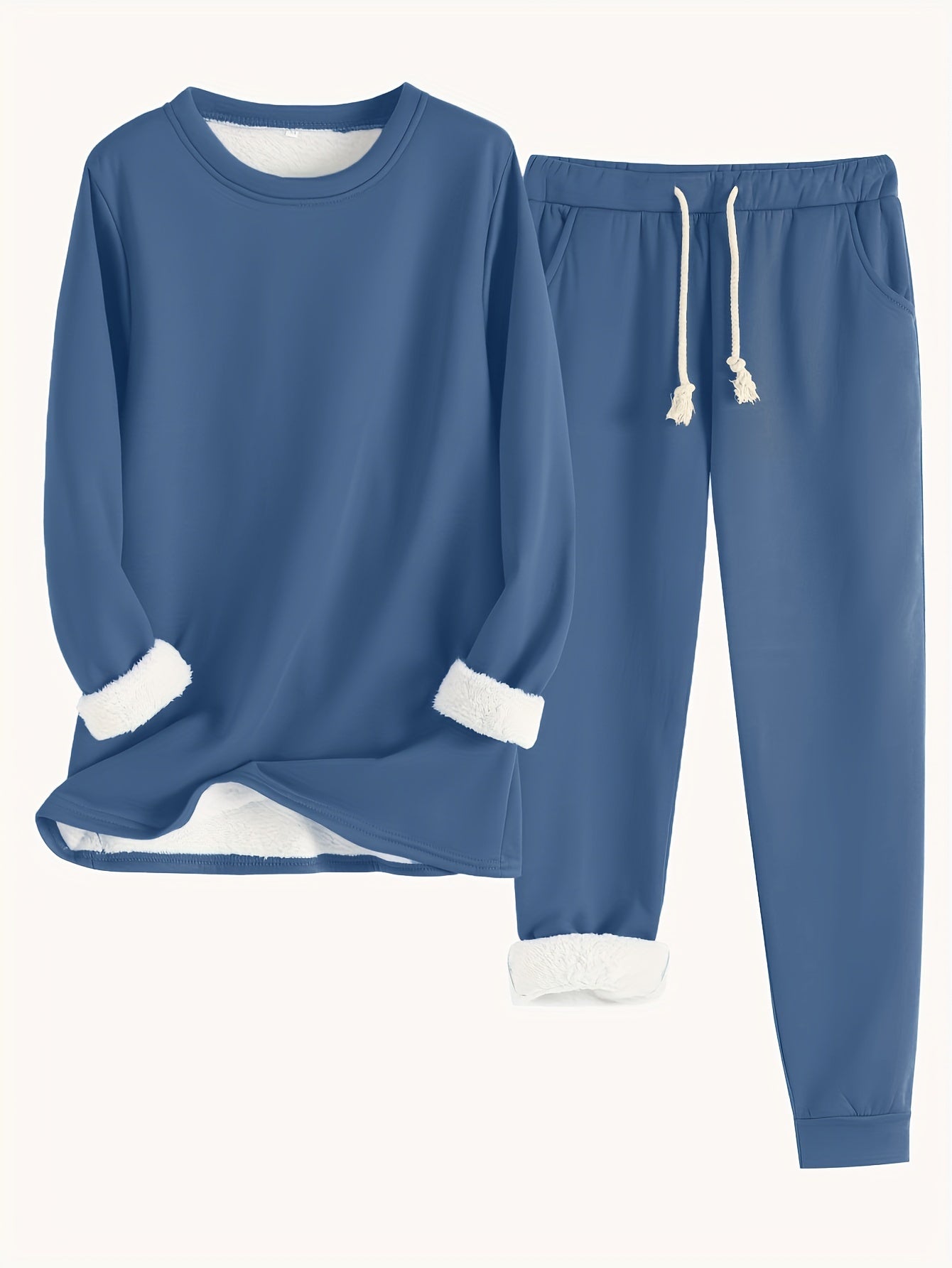 Damen Loungewear Set Fleece Weich Grau