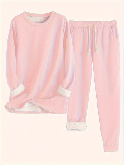Damen Loungewear Set Fleece Weich Grau