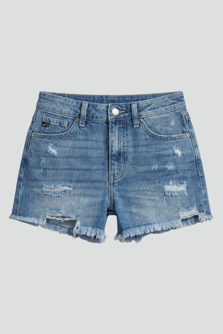 Damen Shorts Ausgefranster Saum Detail Schwarz - Norvielle