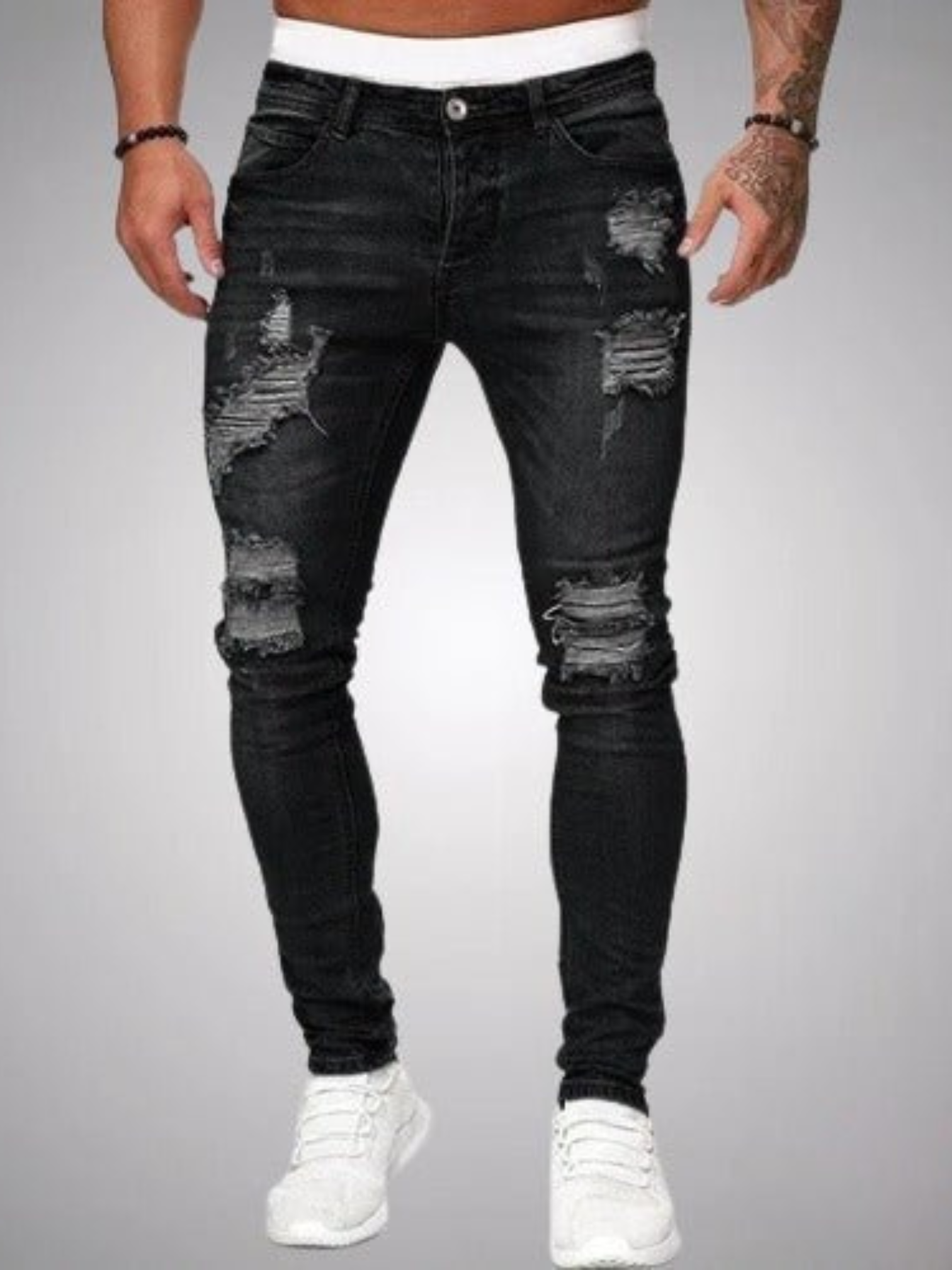 Herren Slim-Fit Jeans Zerrissene Ausführung - Norvielle